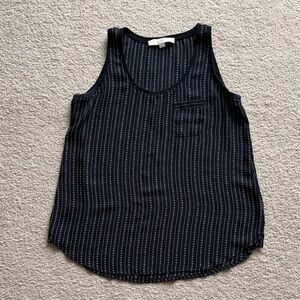 Loft Black and Blue Pattern Sleeveless Shell Top